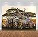 Fanghui 7x5ft Tropical African Forest Jungle Safari Scenic Backdrop Large Banner Realistic Animals Giraffe Antelope Lion Photography Background Supplies Photobooth Props
