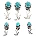 IPINK Blue Rosebud and Swallow Dangle Plugs 0 Gauge-20mm Acrylic Plugs(2 Pieces)