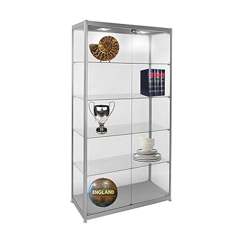 Silver Glass Display Cabinet With 2 Led Lights 1000mm Amazon Co
