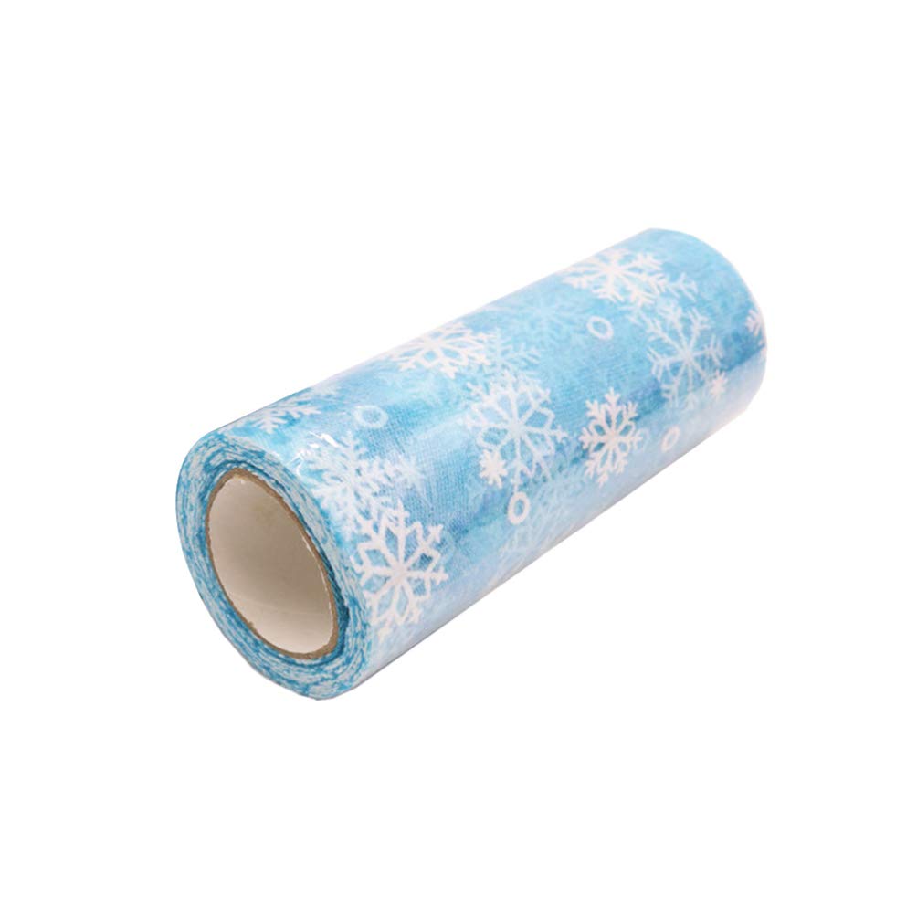 Healifty 10 Yards Christmas Tulle Ribbon Tulle Glitter Gauze Netting Rolls for DIY Craft Sewing Table Skirt Bow Tutu Xmas Party Decoration Blue