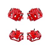 CCK01248 FRONT + REAR [ 4 ] Performance Grade Semi-Loaded Powder Coated Red Caliper Assembly Set Kit