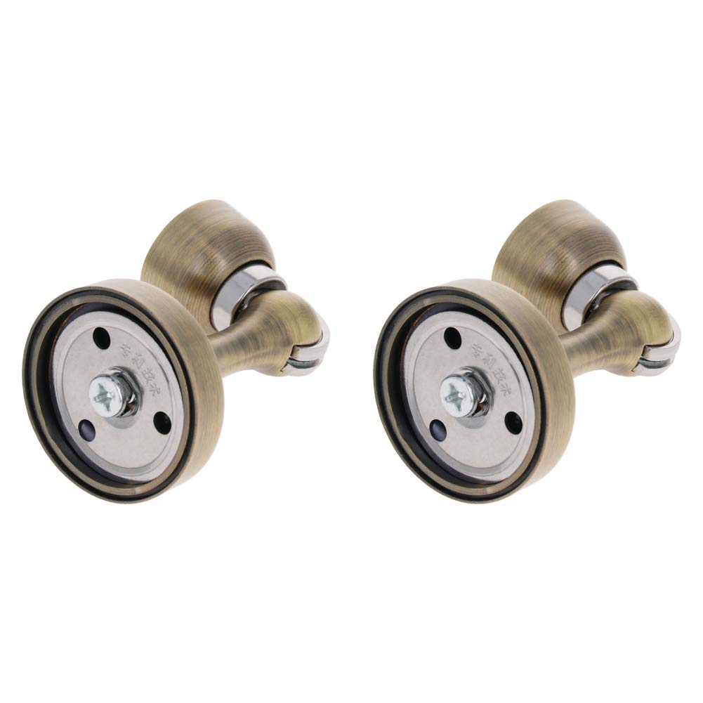 MroMax 201 Stainless Steel Door Magnetic Catch Holder Stopper Screw Wall Mount Brass Tone 2pcs