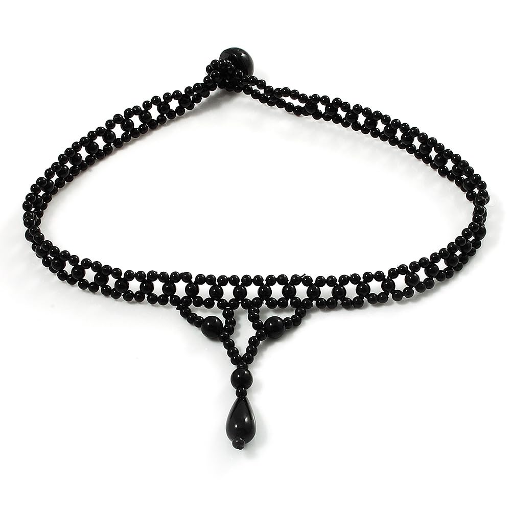 Avalaya Black Acrylic Bead Flex Gothic Choker