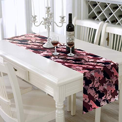 AAYU Colorful Geometric Imitation Linen Table Runner 14 x 108 inches (35.56 cm X 274cm) Decorative Runner for Dining Room Party Event Wedding Decorations