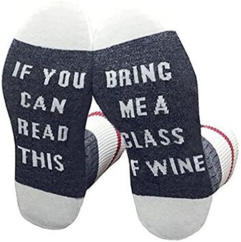 Custom Unisex Creative Fashion Women Men wine socks If You can read this Bring Me a Glass of Wine Socks (White+Black)