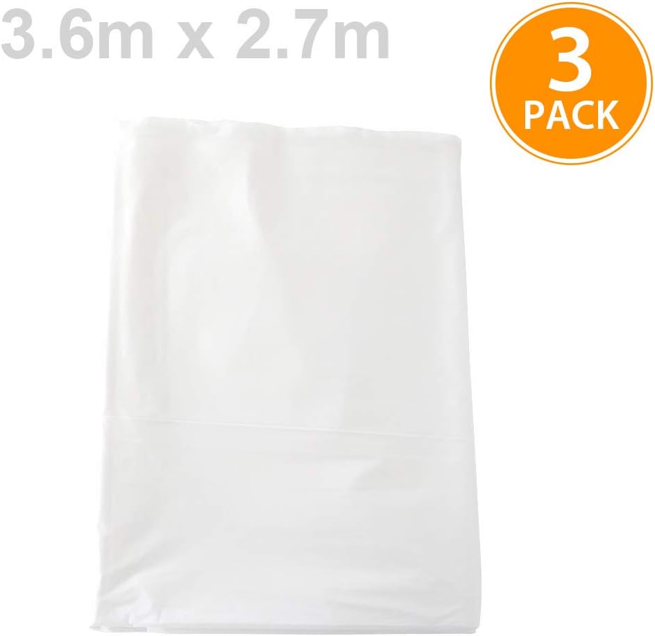ARVO 3 Pack Extra Large Plastic Dust Sheets for Decorating, 3.6m x 2.75m (12ft x 9ft) - Image 3