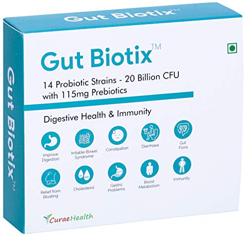Curae Health Gut Biotix Probiotics 20 Billion CFU 14 Strains + Prebiotics 115mg for Curae Health Gut Biotix Probiotics 20 Billion CFU 14 Strains + Prebiotics 115mg for