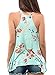 Sidefeel Women High Neck Floral Print Sleeveless Tank Top Large Green
