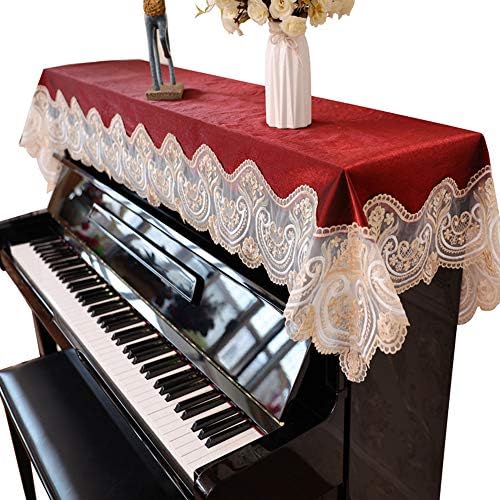 アップライトピアノカバー 防塵ハーフカバー モダンシンプルピアノカバー布 レース布アートピアノ