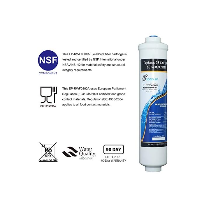 EXCELPURE Inline Water Filter Compatible With GE GXRTDR, GXRTPR, GXRTDQ