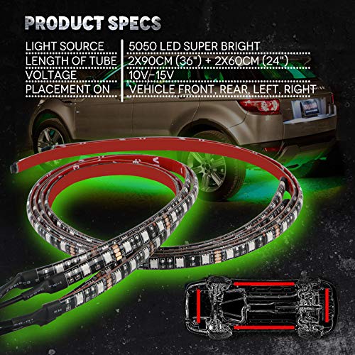 Car Underglow Kit Lighting LED Jestar 4Pcs RGB Under Car Underbody Neon