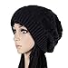 Merryshop Slouchy Long Beanie Knit Hat Cap for Winter Oversize (Black)