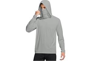 UPF 50+ Fishing Shirts for Men Long Sleeve UV Sun Protection Rash Guard Lightweight Sun Hoodie with Face Mask