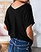 YOMISOY Womens V Neck Knitted Ribbed T Shirt Loose Casual Tie Knot Short Sleeve Tops