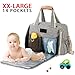 Baby Diaper Bag, Large Stylish Tote Convertible Travel Baby Bag for Boys Girls with Changing Pad, Insulated Pockets (Grey)