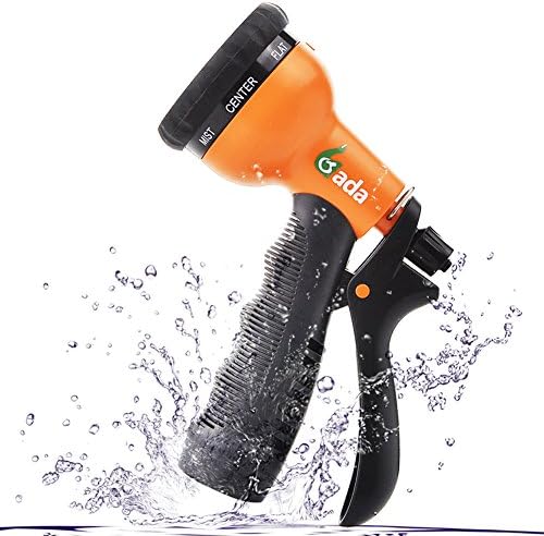 Gada Garden Hose Nozzle, Heavy Duty 8 Watering Patterns, ABS Hand Sprayer - High Pressure ï¼ŒBest for Lawns, Plants &amp; Shrubs, Washing Cars, Dogs + Pets (Orange)