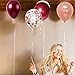 Burgundy Balloons 40 Pack, 12 Inch Latex Balloon with Rose Gold Confetti Balloons for Baby Shower Wedding Birthday Party Decorations, 2 Gold Ribbons