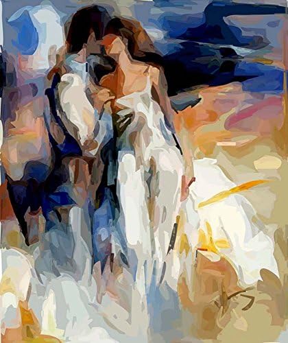Crogyeya Modern Abstract Oil Painting on Canvas Prints for Living Room Bedroom Wall Art Decor Colorful Dancing Lovers Paintings