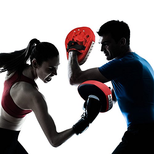 Cozyswan-Almohadilla-de-Entrenamiento-de-Boxeo-Paos-de-Boxeo-Manoplas-de-Poliuretano-Color-Rojo