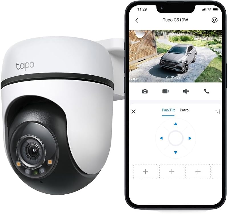 Telecamera Wi-Fi Esterno Visione Notturna a Colori, 2K 3MP Telecamera WiFi 360° IP65, Videocamera Sorveglianza Esterno, Rilevamenti Smart AI, Tracciamento Intelligente, Alexa, 2.4GHz, C51A