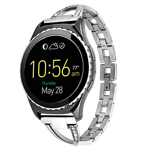 Lwsengme 20mm Watch Band Quick Release Stainless Steel Bracelet Watch Band Strap for Men s Women s Watch,Samsung Gear S2 Classic Smart Watch Fitness(20mm-Silver-02)