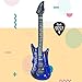 Katzco Rock Guitar Inflatable 24 Inch for The Rock Star - 12 Pack Assorted Colors Red, Sky Blue, Purple, and Pink, Party Decoration, Festivals, Concerts, Plastic, Waterproof, Easy to use and Store
