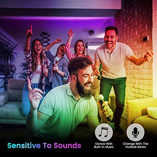 Led Strip Lights Bluetooth,16.4ft Color Changing Strip Lights 5050 SMD RGB LED Tape Light IP67 Waterproof for Party Bar Car Home Kid’Room DIY Decoration …