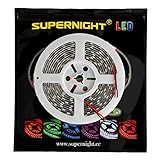 SUPERNIGHT DC12V 5M 16.4Ft Red 5050SMD 300LED Waterproof Flexible LED Light Strip lamp White Tape Version