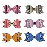 Faux Leather Hair Clips Bow Glitter Sequin Hairpin Princess Barrettes Big Hair Bows for Baby Toddlers Kids Children Girls