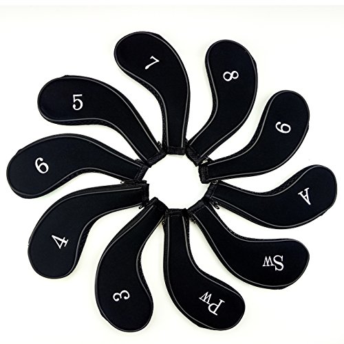 Aree Golf Club Covers,Neoprene Zippered Headcover For Golf Club Iron Head Covers Set For All Standard Clubs 10 PCS