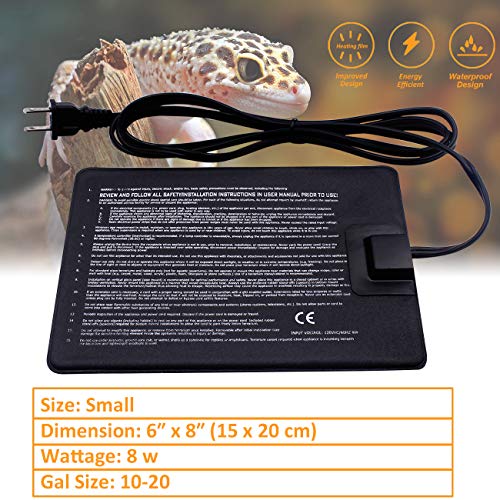 Aiicioo Reptile Heating Pad Hermit Crab Heater Heat Mat for Reptiles