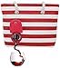 PortoVino Beach Wine Tote (Red/White) - Beach Bag with Hidden, Insulated Compartment, Holds 2 bottles of Wine!