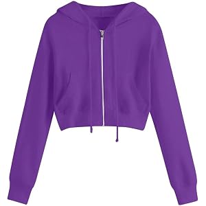 LVOFTJU Cropped Zip up Hoodie Women 2026 Fall Winter Lightweight Zipper Crop Jacket Casual Workout Long Sleeve Hooded Tops