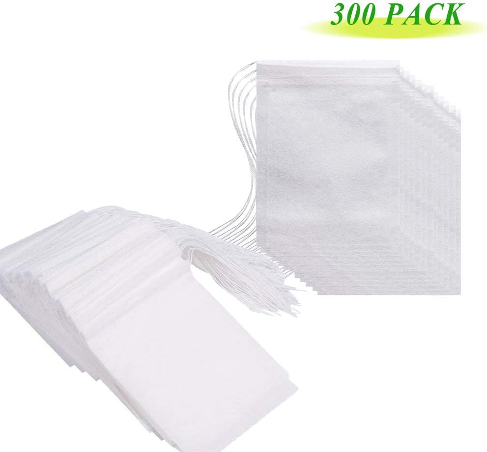 300PCS Tea Filter Bags | Disposable Drawstring Tea Filter Bags Safe & Natural Unbleached Paper Tea Infuser Drawstring Empty Bag for Loose Leaf Tea