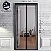 Gaia Nets Magnetic Screen Door Lace Detail, Easy Install Heavy Duty Mesh Curtain and Full Frame Velcro Fits Door Openings, Black