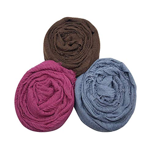 MANSHU 6PCS Women Soft Cotton Hemp Scarf Shawl Long Scarves, Scarf and Wrap, Big Head Scarves - Thumbnail 3