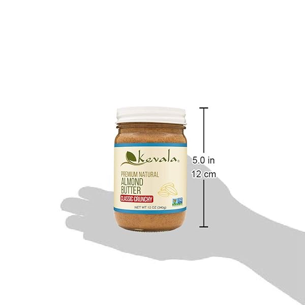KEVALA ALMOND BUTTER CRUNCHY – ALL-NATURAL SPREAD FOR BAKING AND COOKING, NUTRITIOUS ADDITION TO BREAKFAST AND SMOOTHIES, PEANUT BUTTER SUBSTITUTE WITH NO SUGAR ADDED, WITH PIECES OF ALMONDS, 12 OZ