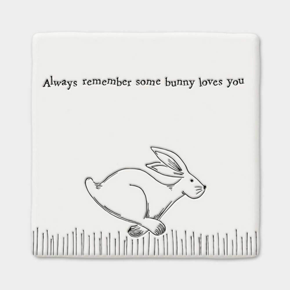 East of India Porcelain Square Coaster ' .some bunny loves you' - Gift