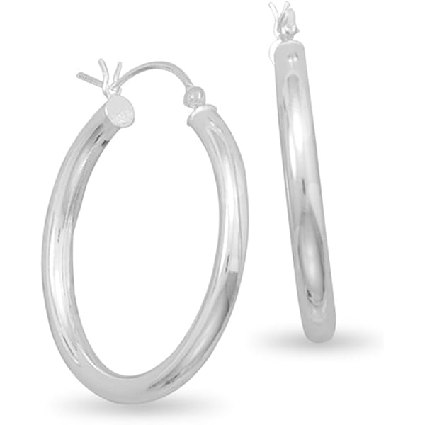 R1586B - Pendientes Aro Acabado En Plata Redondos Grosor Medio 40X2mm
