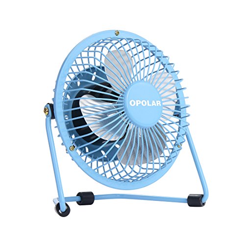 OPOLAR Mini USB Desk Fan ,USB Powered, Metal Design, Quiet Operation; 3.9 ft USB Cord, Handheld Size, Power Saving , Personal Table Fan for Home and Office-Blue