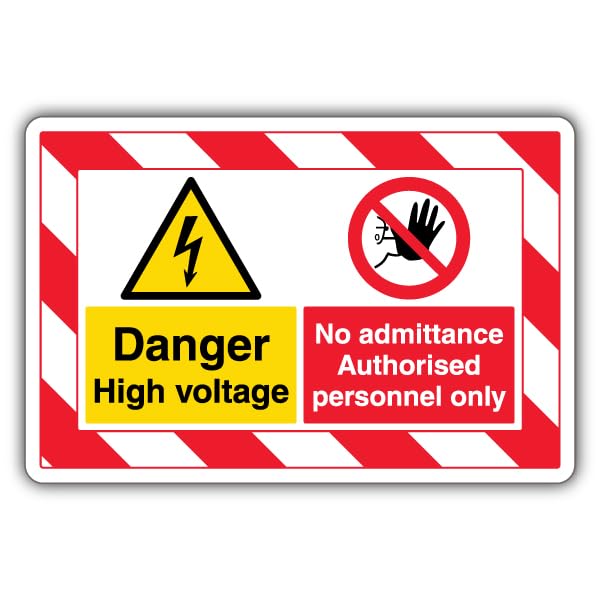 V Safety Danger High Voltage/No Admittance Authorised Personnel Only - ExtraViz 350 x 250 mm - 3mm Aluminium Composite Safety Sign