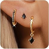 Angelady Gold Hoop Earrings Set for Women, Dainty 14K Gold Plated Huggies Earring, Sterling Silver Hypoallergenic Cartilage Earrings, Trendy Earring Stacks for Multiple Piercing Jewelry Gift(3 Pairs)