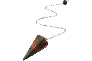 DUQGUHO Pendulums Crystal for Dowsing Bloodstone Crystal Pendulums Spiritual Hexagonal Pointed for Witchcraft Supplies Divina
