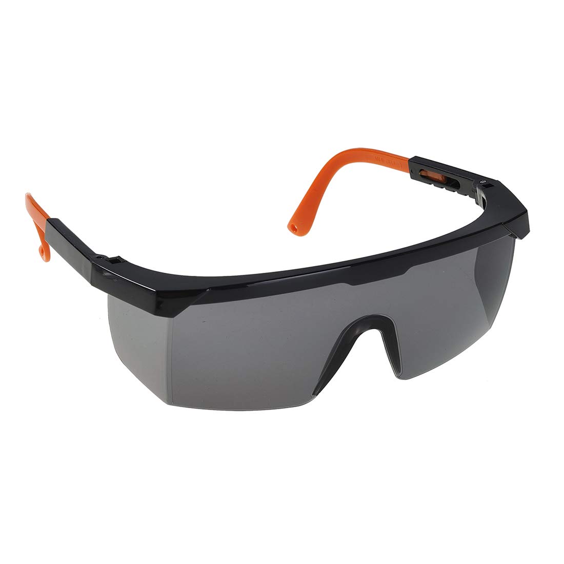 Portwest Classic Safety Spectacles, Size: One Size, Colour: Smoke/Black/Orange, PW33SBO