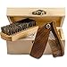 Beard and Mustache Grooming Care Kit - Wooden Folding Comb and Natural Beard Brush for mens Giftbox Premium Care Set for Men Facial Hair Sandalwood Folding Pocket Comb Beech Brush Wooden Box