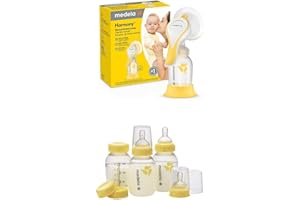 Medela Harmony Manual Breast Pump with Flex Breast Shield and Extra Breast Milk Storage Bottles, Portable Single Hand Breastp