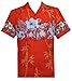 Alvish Hawaiian Shirt 35 Mens Bamboo Tree Print Beach Aloha Party Holiday Orange XL