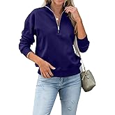 Dressmine Womens Quarter Zip Pullover Casual Long Sleeve Shirts Half Zip Sweatshirt 2025 Trendy Winter Clothes