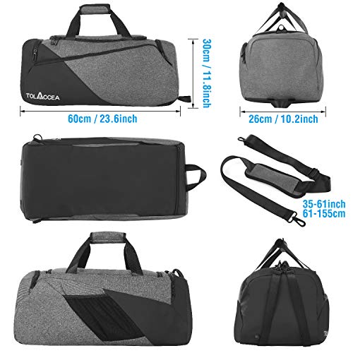 Tolaccea 47L Sac de sport grande capacité Sac de voyage de sport Sac de voyage de week-end avec compartiment pour chaussures et poches humides
