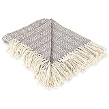 DII Rustic Farmhouse Cotton Diamond Patterned Blanket Throw with Fringe For Chair, Couch, Picnic, Camping, Beach, & Everyday Use , 50 x 60